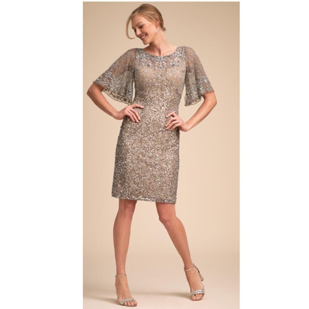 Anthropologie x BHLDN Helen Silver Sequence Dress 12